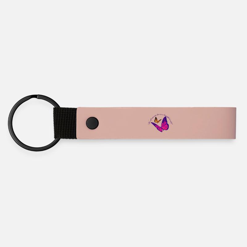 Neon Butterfly Magic - Matte Pu Keyring - pink