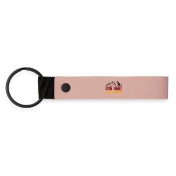 Run Hard. Trail Harder. - Matte Pu Keyring - pink - Front