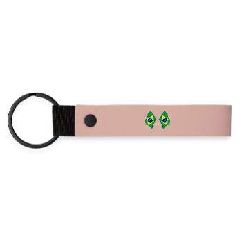 Flag Brazil crossed - Matte Pu Keyring - pink - Front