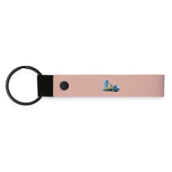 Tieflader im Kieswerk - Matte PU Schlüsselanhänger - Rosa - Vorne