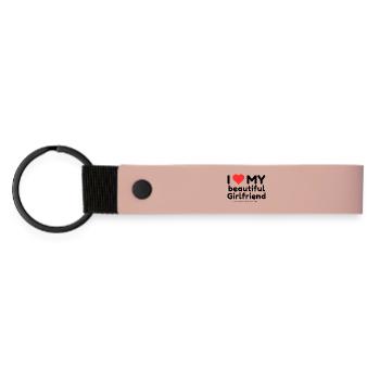 I love my beautiful Girlfriend. Yes, she bought it - Matte PU Schlüsselanhänger - Rosa - Vorne