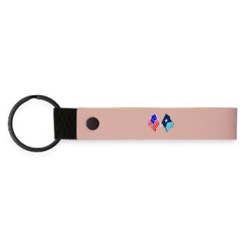 USA and state of Minnesota flag crossed - Matte Pu Keyring - pink - Front