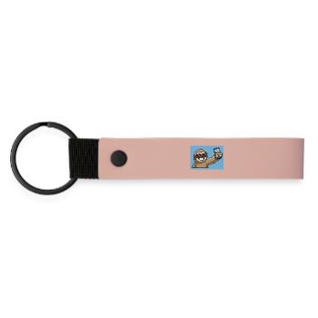 Cooler Sloth Selfie Design - Matte PU Schlüsselanhänger - Rosa - Vorne