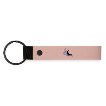Mystischer Mond mit Sternen Nacht Symbol - Matte PU Schlüsselanhänger - Rosa - Vorne