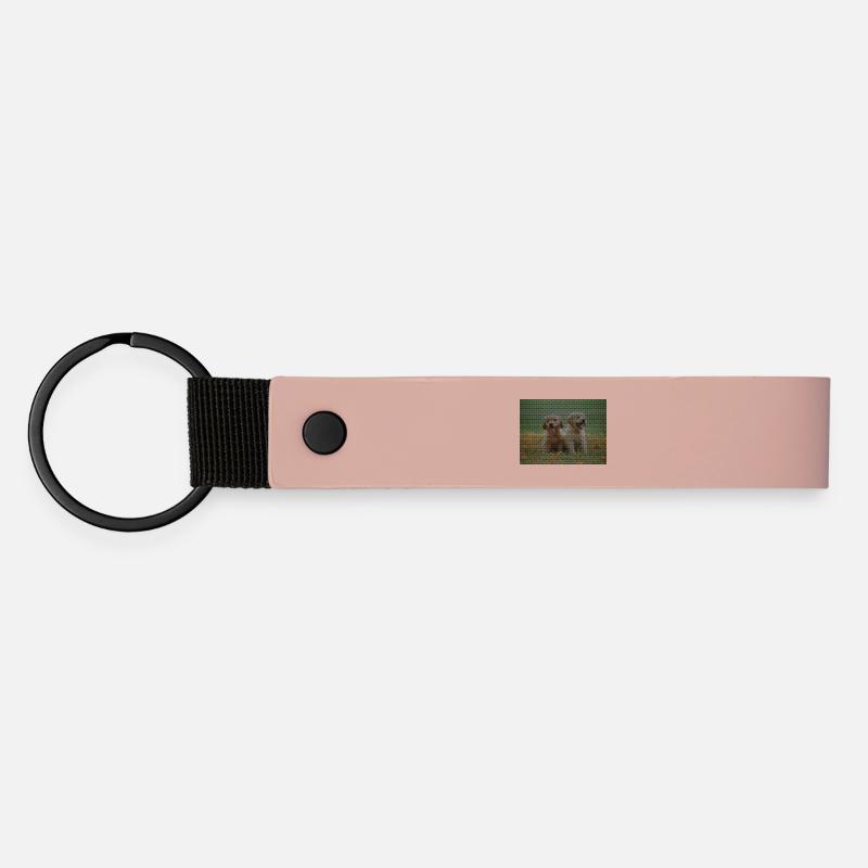 Two Labrador Retriever puppies with triangle pattern - Matte Pu Keyring - pink