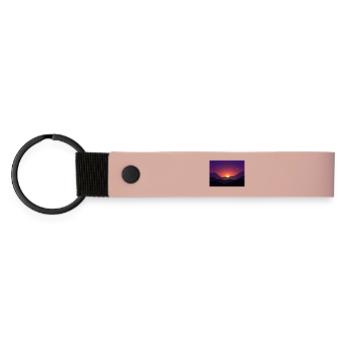 Sunset mountain in gradient - Matte Pu Keyring - pink - Front