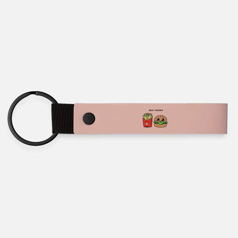 Best Friends: Burger & Fries Duo - Matte Pu Keyring - pink