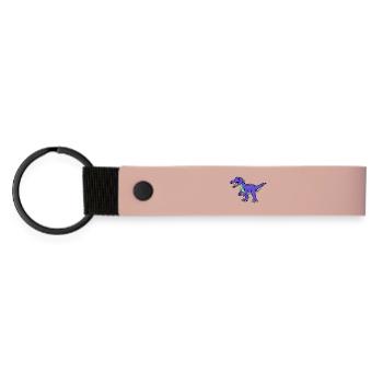 Dino - Matte PU Schlüsselanhänger - Rosa - Vorne