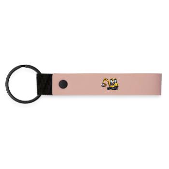 Süßer Pinguin Baggerfahrer Bauarbeiter Cartoon - Matte PU Schlüsselanhänger - Rosa - Vorne