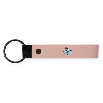 Pilote de pingouin dans un avion - Porte-clés en PU mat - rose - Devant