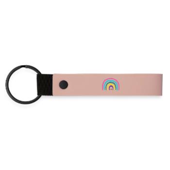 Regenbogen mit Herz Farben der 90er  - Matte PU Schlüsselanhänger - Rosa - Vorne