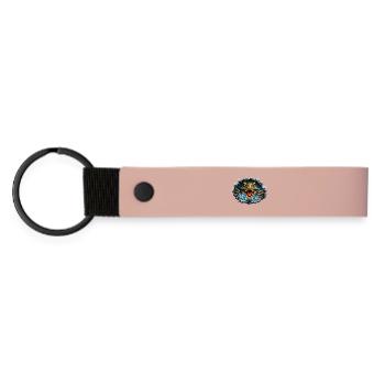 T-Rex breakthrough from crack - Matte Pu Keyring - pink - Front