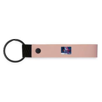 Kraftvolles Einhorn-Training - Matte PU Schlüsselanhänger - Rosa - Vorne