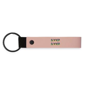 Sommer Regenbogen Schrift - Matte PU Schlüsselanhänger - Rosa - Vorne