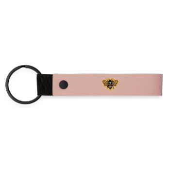 Biene Herz Imkerei Naturschutz Boho Mandala - Matte PU Schlüsselanhänger - Rosa - Vorne