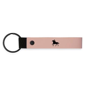 Mädchen mit Pferd - Matte PU Schlüsselanhänger - Rosa - Vorne