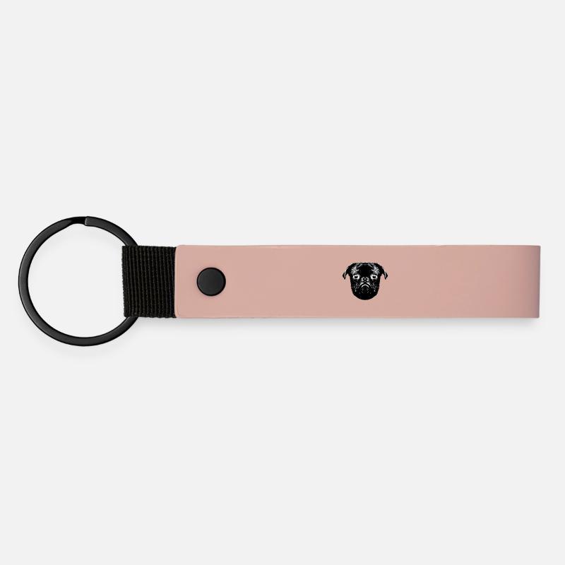 Otto's Pug hopst - Matte Pu Keyring - pink