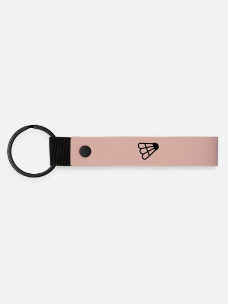 Badminton einfaches Shuttle-Logo - Matte PU Schlüsselanhänger - Rosa