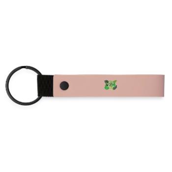 Stylisches Blättermotiv Dschungel - Matte PU Schlüsselanhänger - Rosa - Vorne
