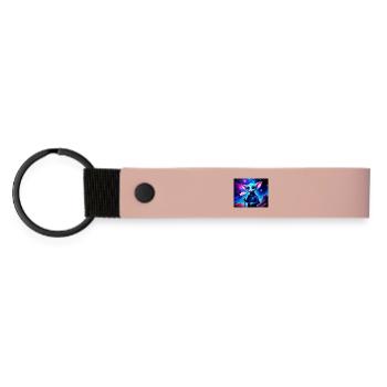 Wonky Maus - Matte PU Schlüsselanhänger - Rosa - Vorne