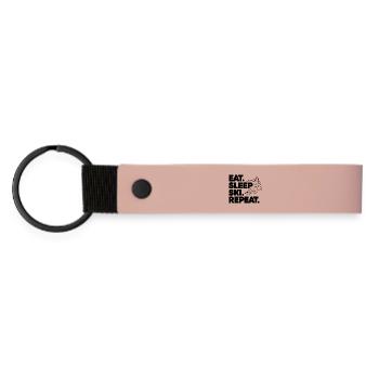 Skischild mit inspirierendem Text - Matte PU Schlüsselanhänger - Rosa - Vorne