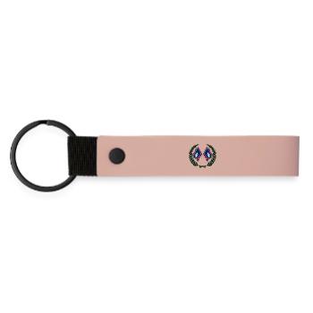 Flags USA Wyoming laurel wreath - Matte Pu Keyring - pink - Front