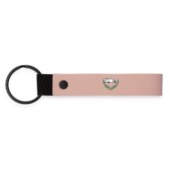 Camper im Lorbeerkranz weißes Design - Matte PU Schlüsselanhänger - Rosa - Vorne