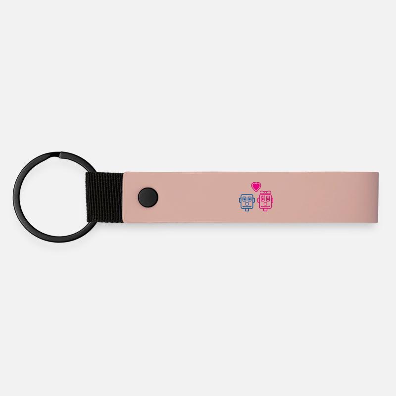 Robot Lovers by Helfspawn - Matte Pu Keyring - pink