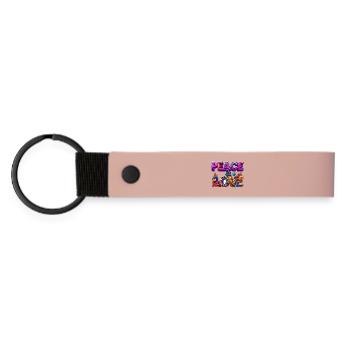 Peace & Love - Matte Pu Keyring - pink - Front