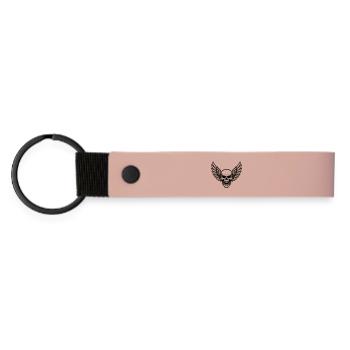 Totenkopf mit Flügel - Matte PU Schlüsselanhänger - Rosa - Vorne