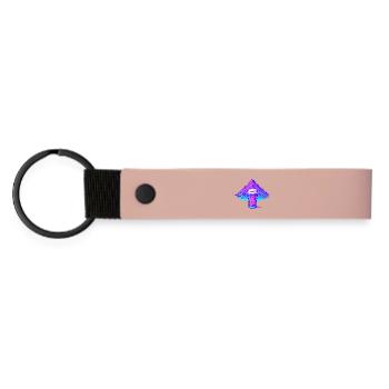 Neon Bierglas vor Berglandschaft - Matte PU Schlüsselanhänger - Rosa - Vorne