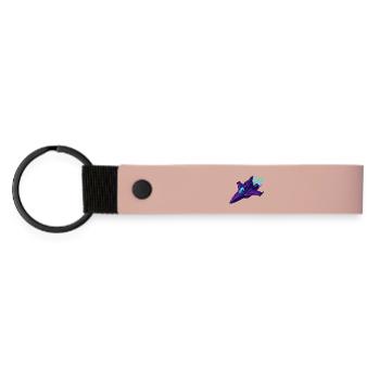 Neon-Kampfjet im Cyberstil - Matte PU Schlüsselanhänger - Rosa - Vorne