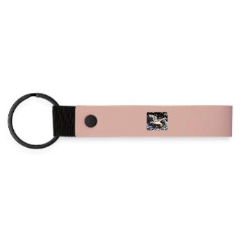 Möwen stiehlt Sandwich Lustig - Matte PU Schlüsselanhänger - Rosa - Vorne