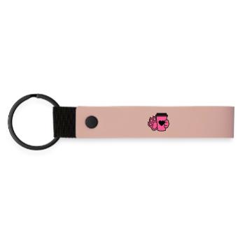 Hundepfote Kaffee Tasse Hunde Mama - Matte PU Schlüsselanhänger - Rosa - Vorne