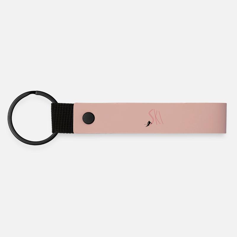 skis - Matte Pu Keyring - pink