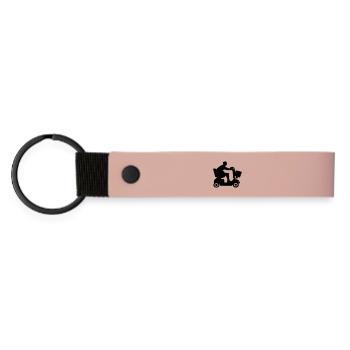 Image of disabled people in mobility scooter # - Matte Pu Keyring - pink - Front