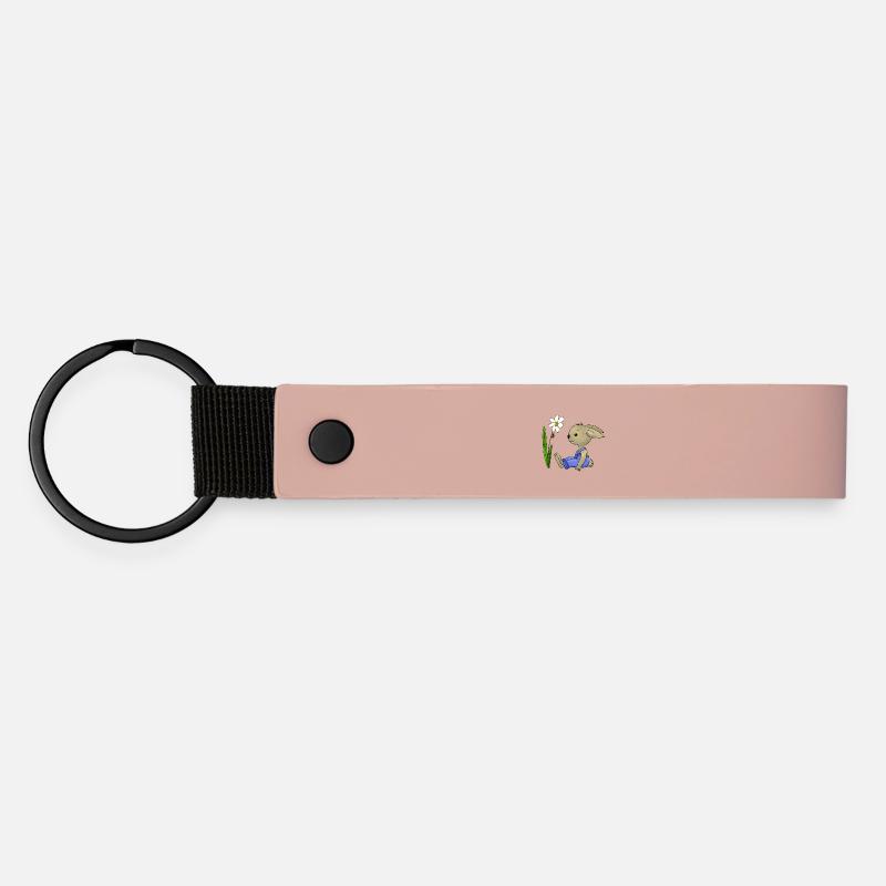 Rabbit and ladybug - Matte Pu Keyring - pink