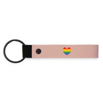rainbow flag heart heart LGBT lgbtqi queer - Matte Pu Keyring - pink - Front