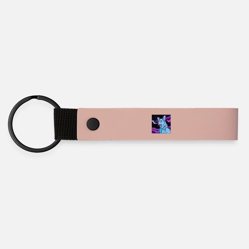 Vaping dog in space. - Matte Pu Keyring - pink