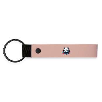 Panda - Matte PU Schlüsselanhänger - Rosa - Vorne