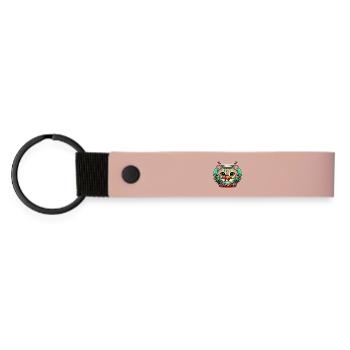 Chat d’aquarium avec poisson rouge - Porte-clés en PU mat - rose - Devant