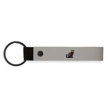 Cat - Matte Pu Keyring - light grey - Front