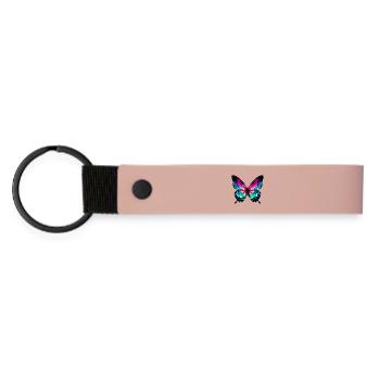Schmetterling - Matte PU Schlüsselanhänger - Rosa - Vorne