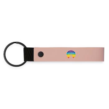 Spiritual Mandala Yoga Design in Chakra Colors - Matte Pu Keyring - pink - Front
