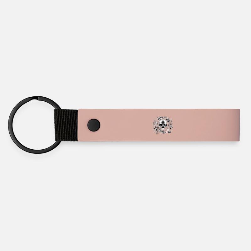 STEAMPUNK SKULL - Matte Pu Keyring - pink