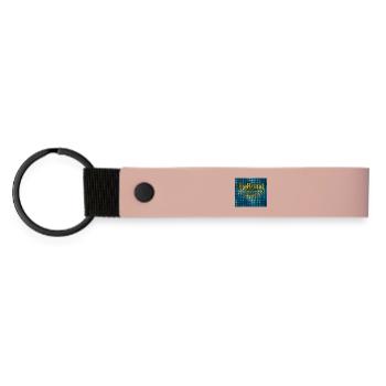 NoBrand Gold Text auf Denim - Matte PU Schlüsselanhänger - Rosa - Vorne