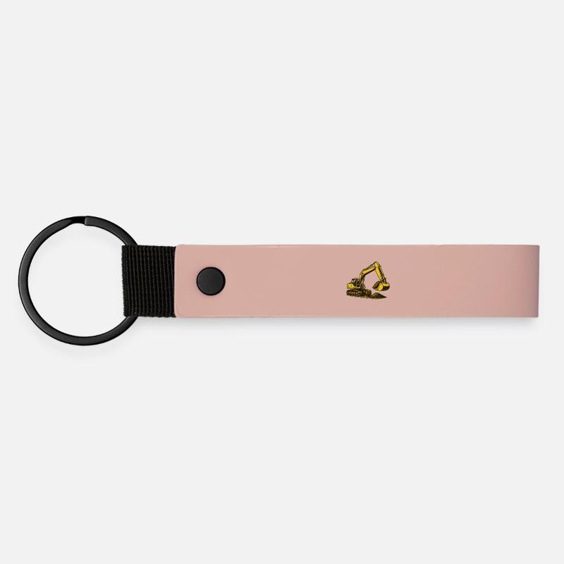 Excavator in dust - Matte Pu Keyring - pink