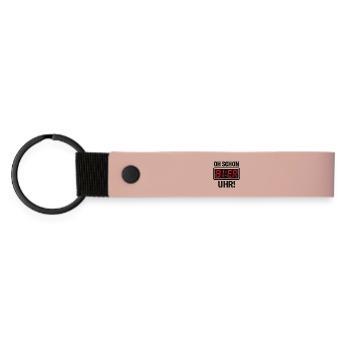 Funny Beer Clock Saying Motif - Matte Pu Keyring - pink - Front