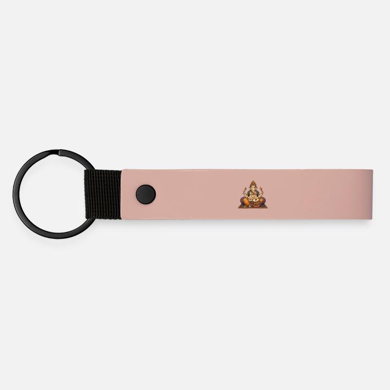 Ganesha Tabla - Matte Pu Keyring - pink