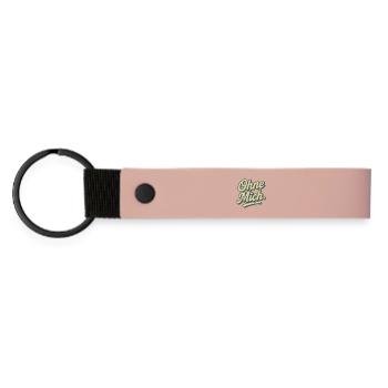 Ohne Mich Retro Script - Matte PU Schlüsselanhänger - Rosa - Vorne